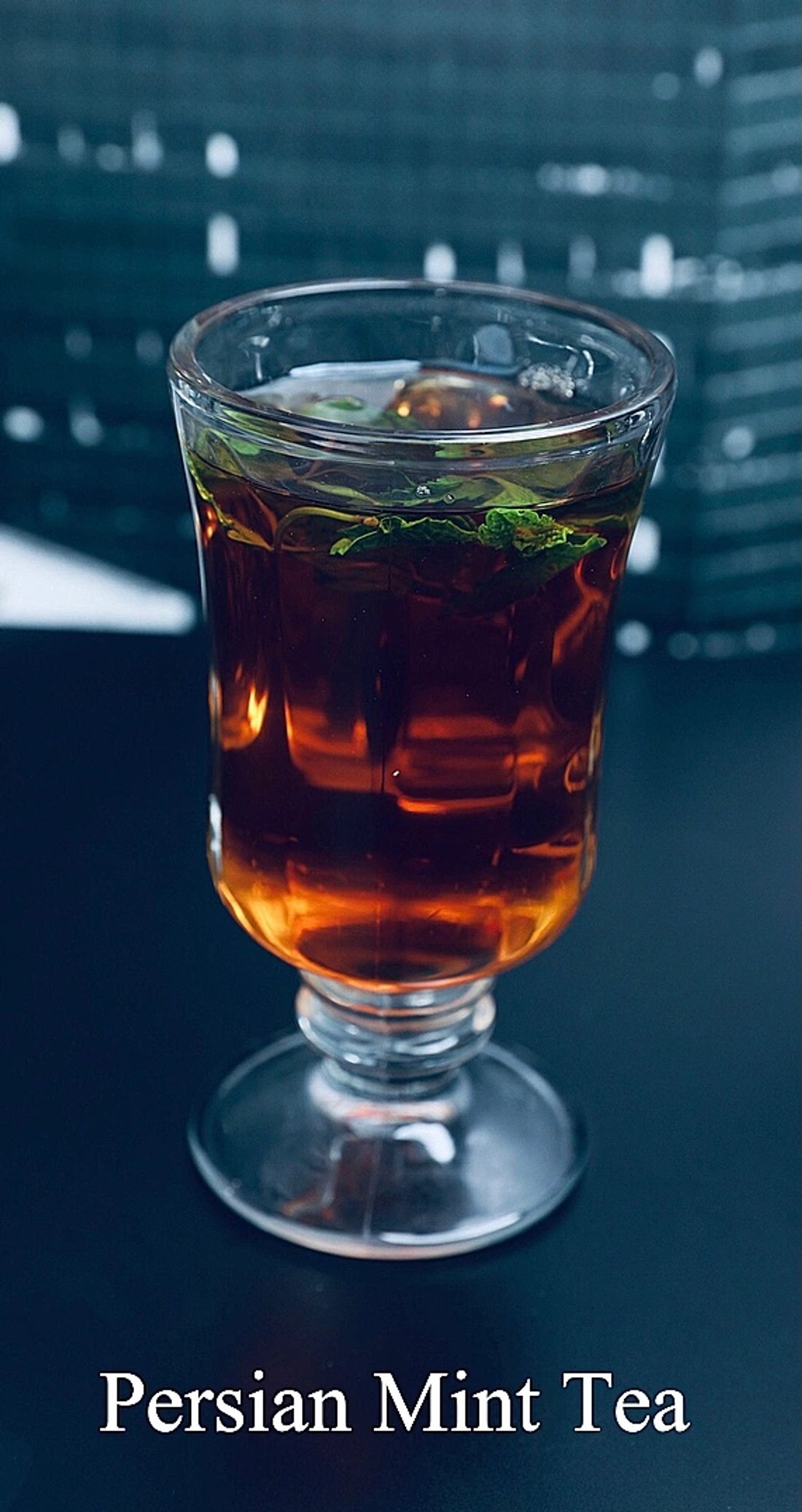 Persian mint tea in a glass